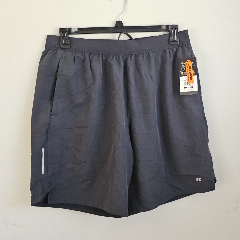 Russell Men's Active 2-in-1 Woven Shorts with Liner Large